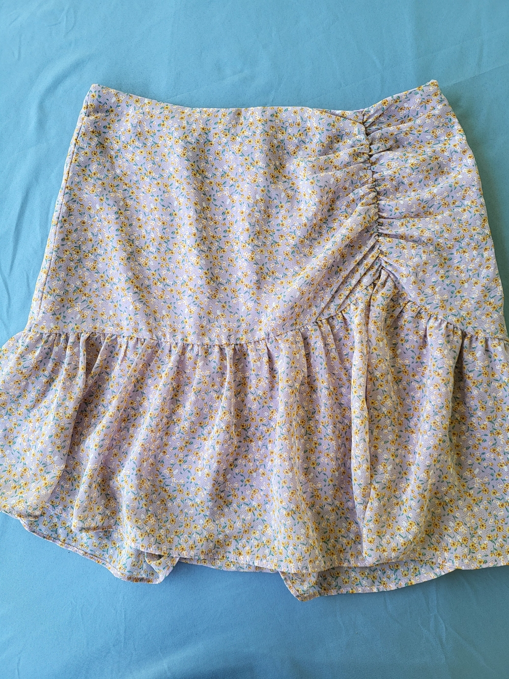 Floral Lavender Ruffle Mini Skirt